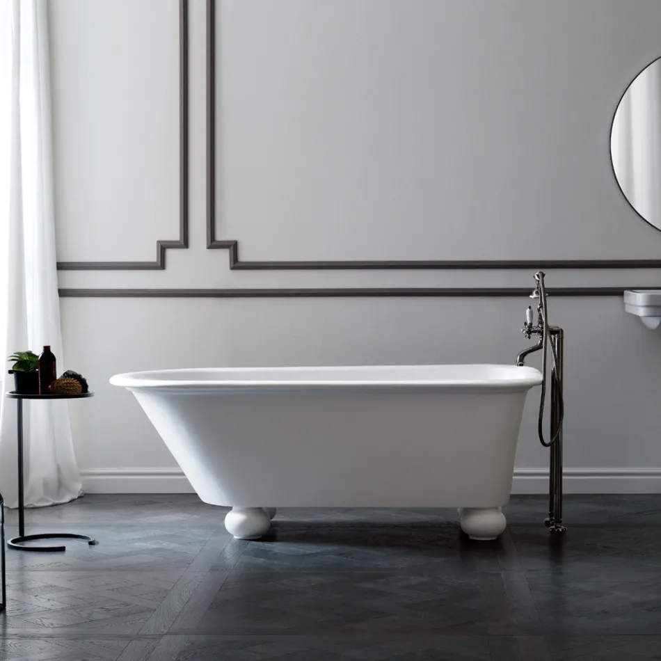 Matt White Solid Surface Bathtub with Feet - Degrees Viadurini