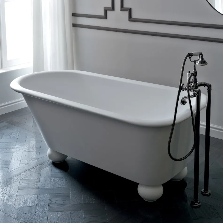 Matt White Solid Surface Bathtub with Feet - Degrees Viadurini