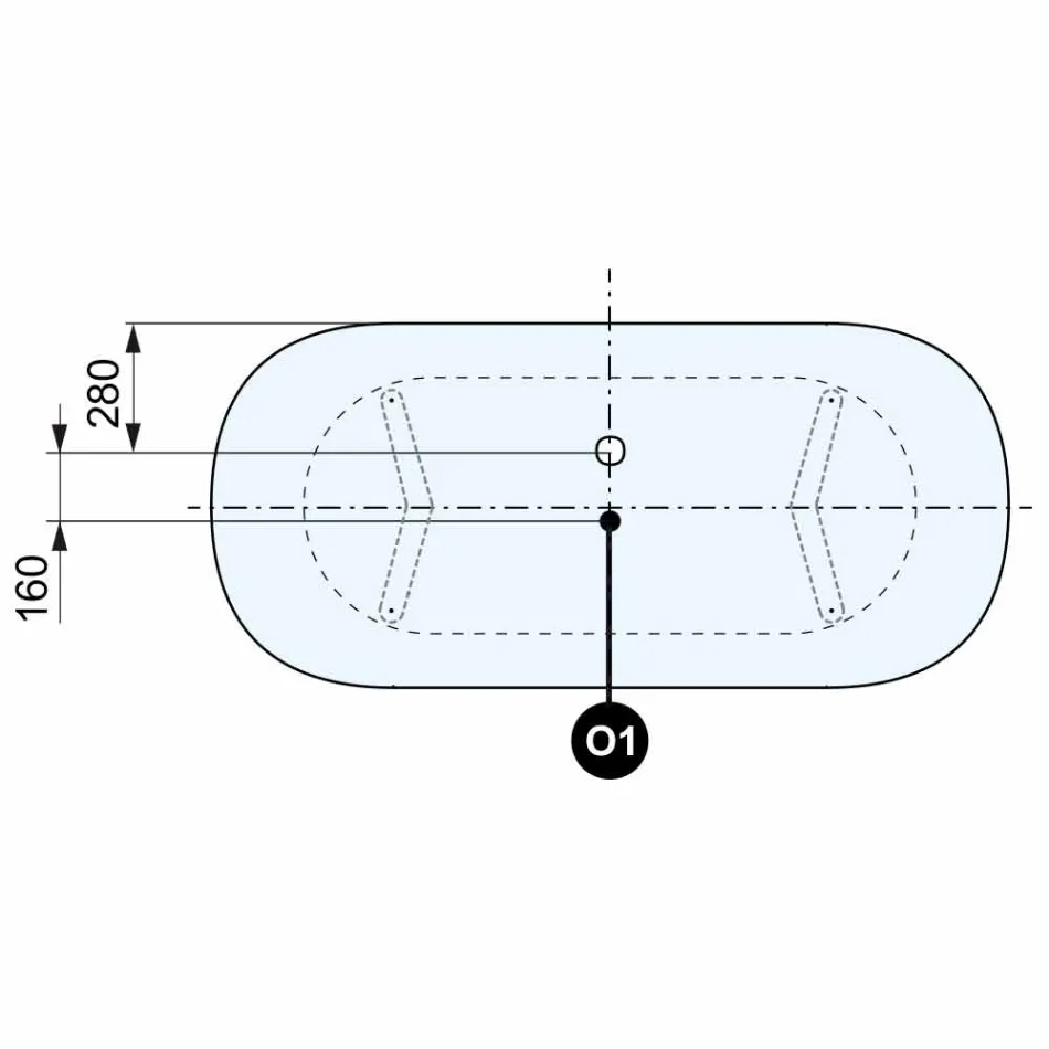 Design Free Standing Bath, Feet in Chrome Finish - Free Viadurini