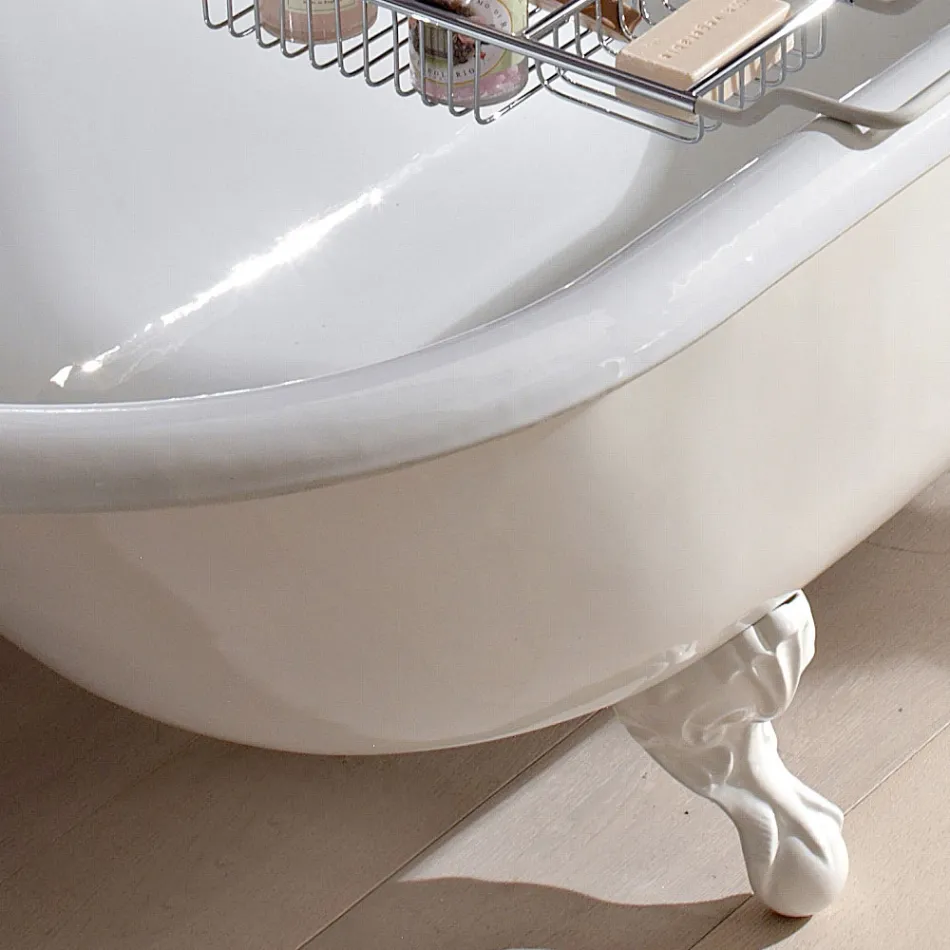 Vintage Freestanding Design Bathtub in White Cast Iron, Made in Italy - Marwa Viadurini