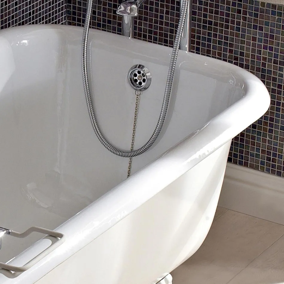 Vintage Freestanding Design Bathtub in White Cast Iron, Made in Italy - Marwa Viadurini