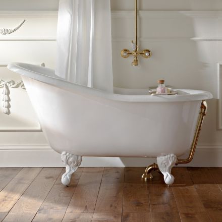 Vintage Freestanding Bathtub in White Cast Iron Made in Italy - Paulina Viadurini