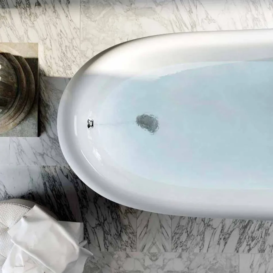 Freestanding blue resin bathtub in classic design, Fregona Viadurini