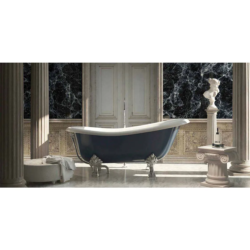 Freestanding blue resin bathtub in classic design, Fregona Viadurini