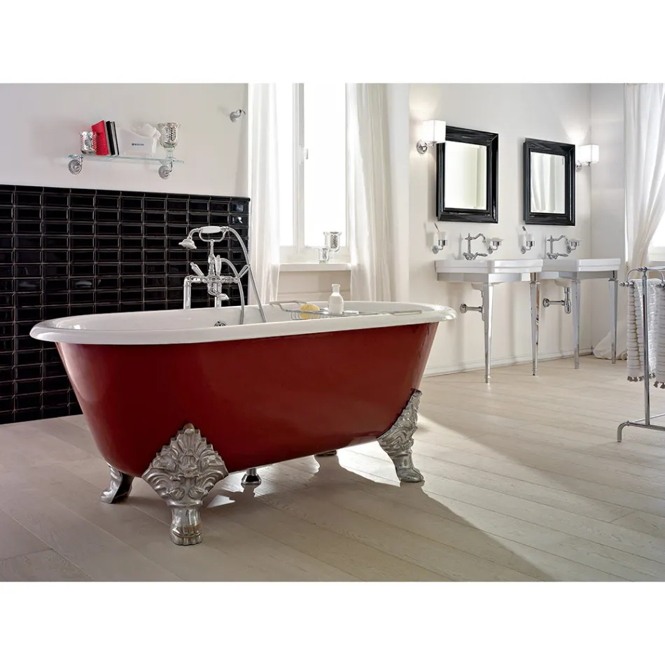 Vintage Freestanding Bathtub with Cast Iron Feet, Made in Italy - Naike Viadurini