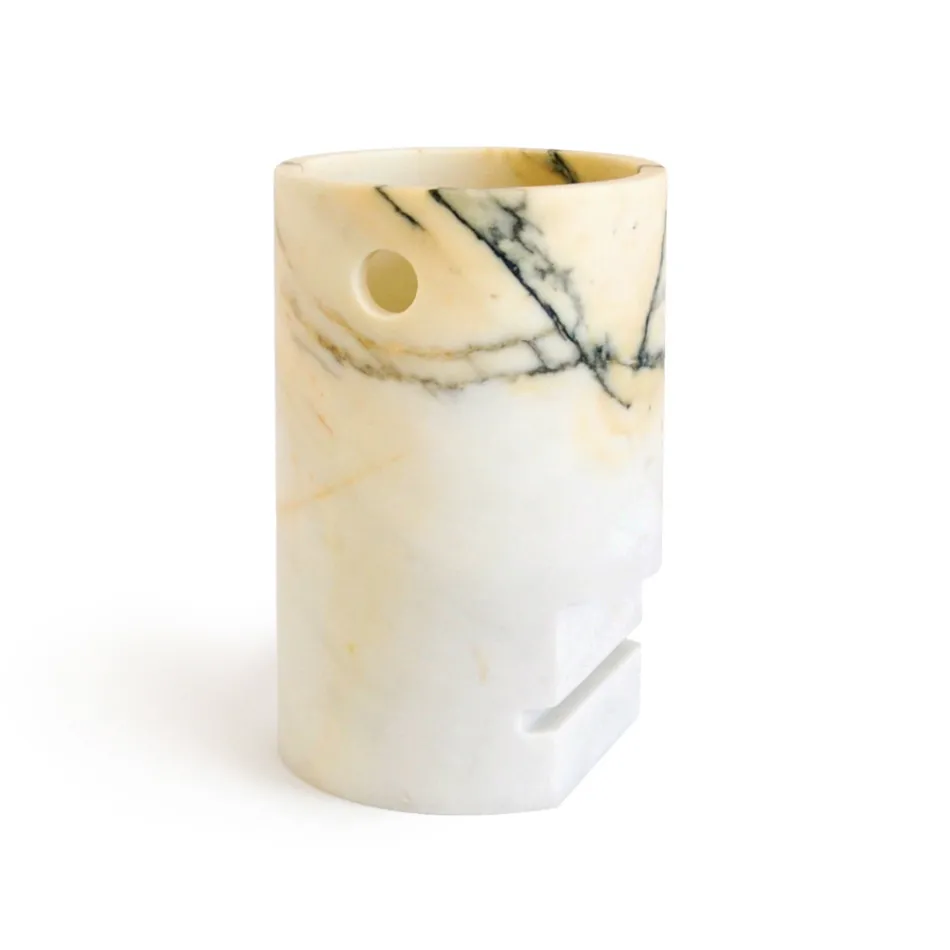 Face-Shaped Vase in Satin Marble Made in Italy - Asahi Viadurini