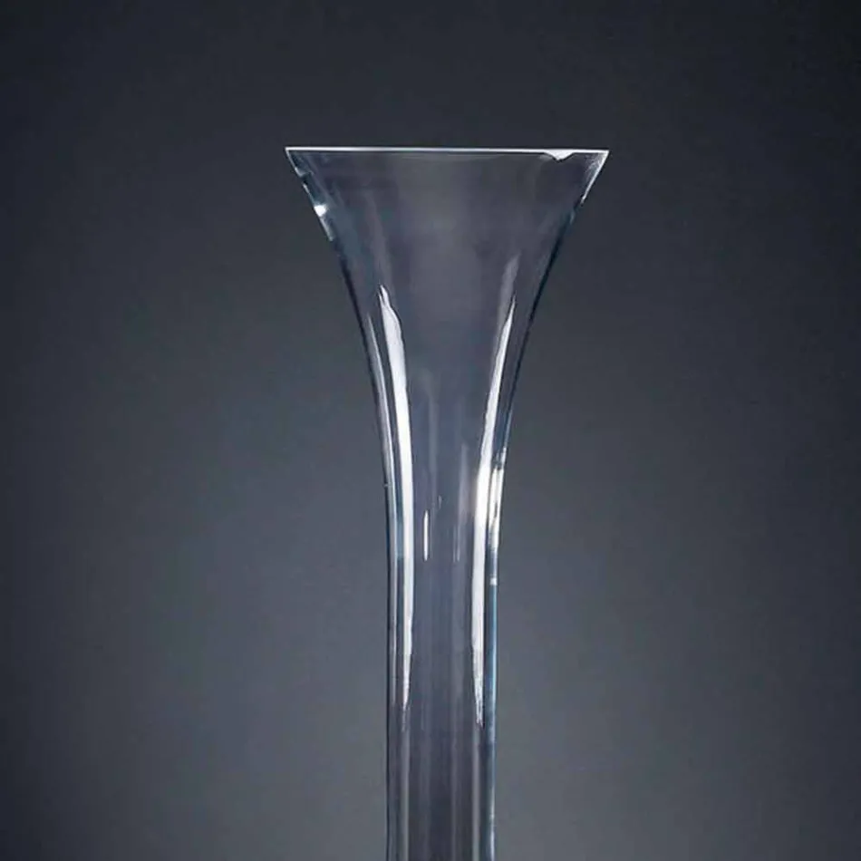 Tall Indoor Vase in Transparent and White Glass Made in Italy - Ludovico Viadurini