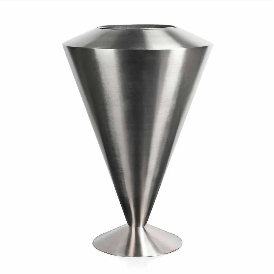 Tall Decorative Vase in Satin Steel Made in Italy Fine - Vesper Viadurini
