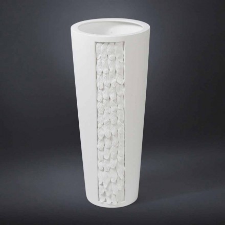 Tall Decorative Vase in White Ceramic with Made in Italy Decoration - Calisto Viadurini