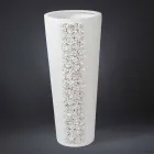 Tall White Ceramic Vase with Handmade in Italy Decoration - Calisto Viadurini