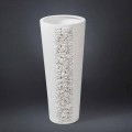Tall White Ceramic Vase with Handmade in Italy Decoration - Calisto