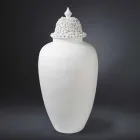 Tall White Ceramic Vase with Decorated Tip Handmade in Italy - Verio Viadurini