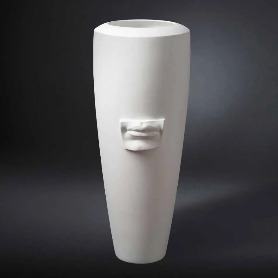 Tall Vase in White Ceramic Handmade with Made in Italy Decoration - Capuano Viadurini