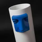 Modern Tall Vase in White Ceramic with Colored Insert Made in Italy - Lexi Viadurini
