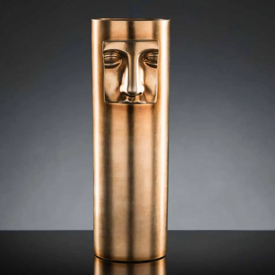 Modern Tall Vase in White Ceramic with Colored Insert Made in Italy - Lexi Viadurini