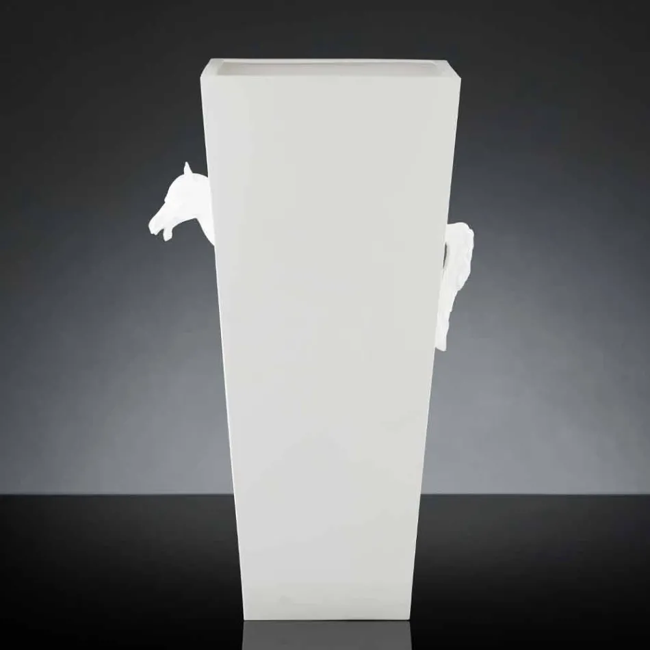 Tall Indoor Vase in White Ceramic Handmade in Italy - Jacky Viadurini