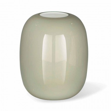 Handcrafted White or Grey Glossy Glass Vase Made in Italy - Malindi Viadurini