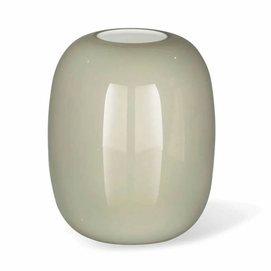 Handcrafted White or Grey Glossy Glass Vase Made in Italy - Malindi Viadurini
