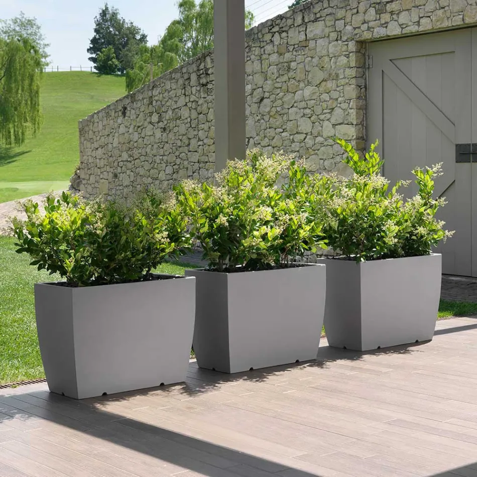 Rectangular Outdoor Vase in Polyethylene Made in Italy - Albarone Viadurini