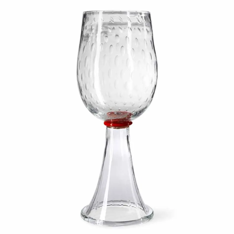 Indoor Vase in Murano Glass with Red Detail Made in Italy - Copernicus Viadurini