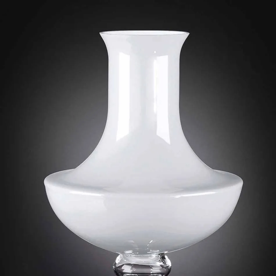 Modern Indoor Vase in White and Transparent Glass Made in Italy - Portos Viadurini
