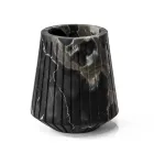 Low Decorative Vase in Portoro Marble with Striped Design Made in Italy - Cairo Viadurini
