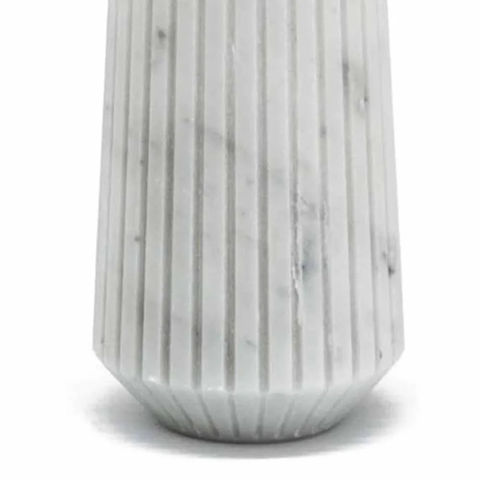 Modern White Carrara Marble Decorative Vase Made in Italy - Cairo Viadurini