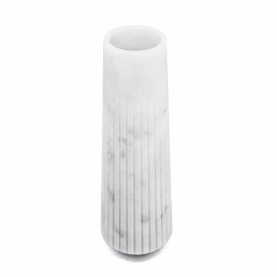 Modern White Carrara Marble Decorative Vase Made in Italy - Cairo Viadurini