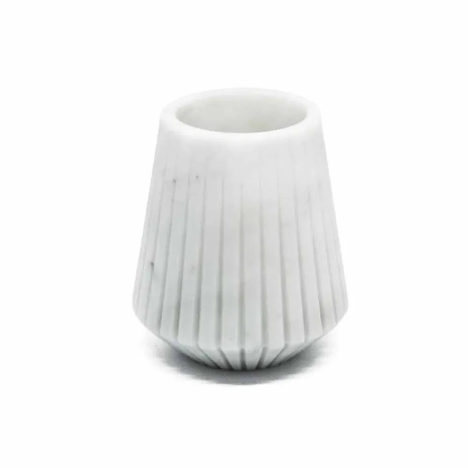 Modern White Carrara Marble Decorative Vase Made in Italy - Cairo Viadurini
