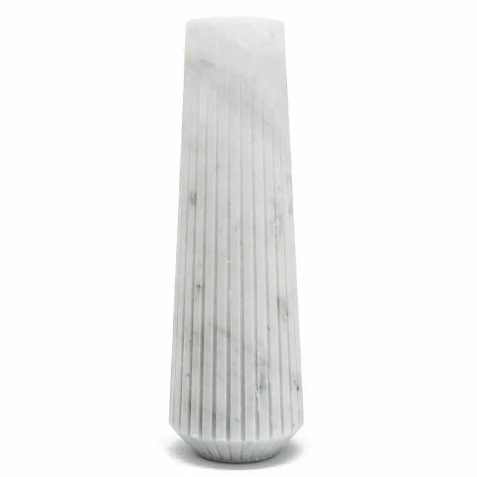 Modern White Carrara Marble Decorative Vase Made in Italy - Cairo Viadurini