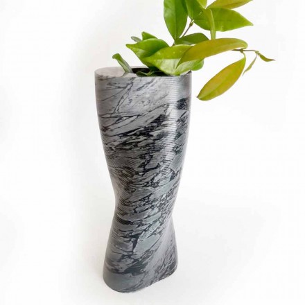 Modern Decorative Vase in Bardiglio Fiorito Marble Made in Italy - Dido Viadurini