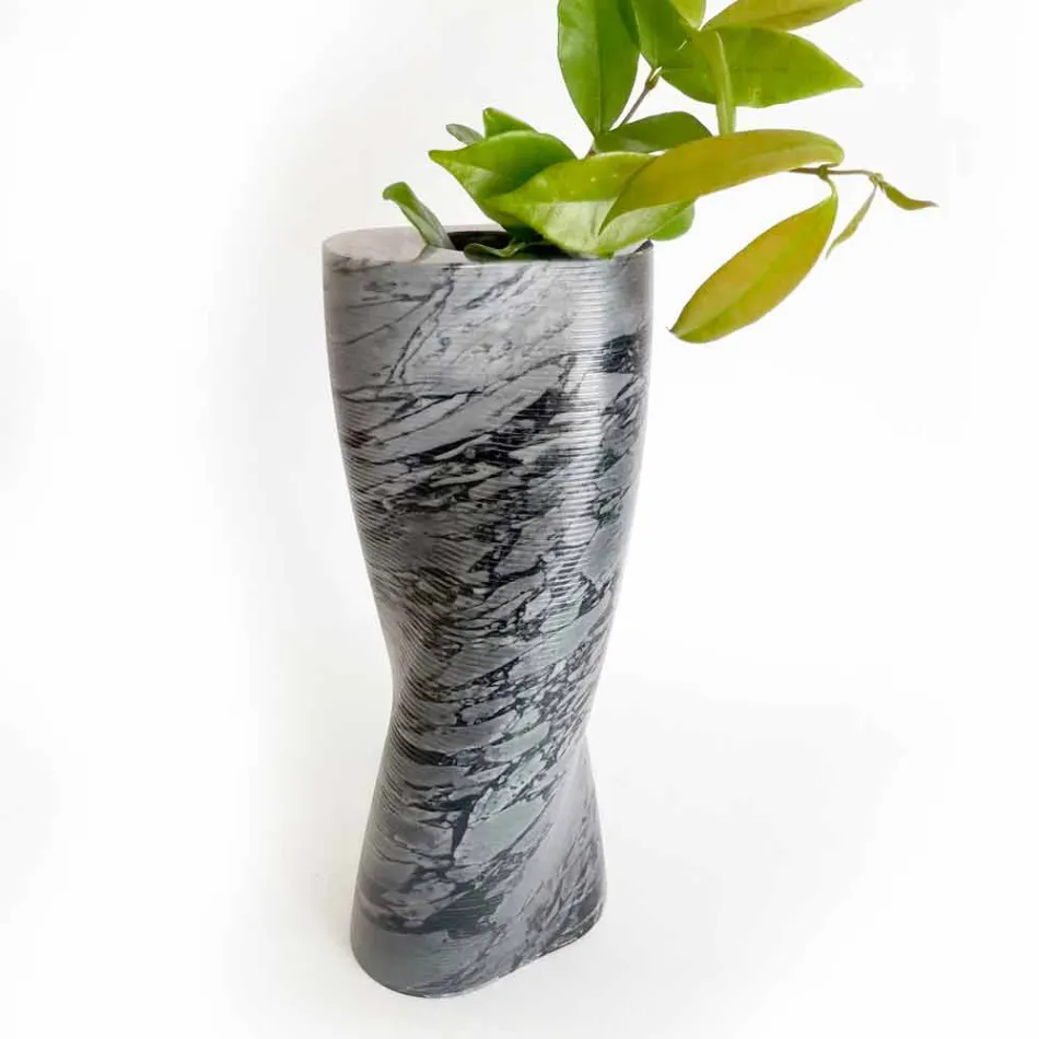 Modern Decorative Vase in Bardiglio Fiorito Marble Made in Italy - Dido Viadurini