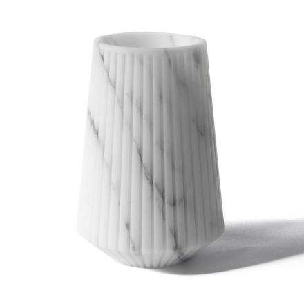 Vase of White Carrara Marble or Black Portoro Striped Design - Cairo Viadurini