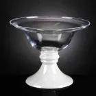 Elegant Indoor Vase in White and Transparent Glass Made in Italy - Allegra Viadurini