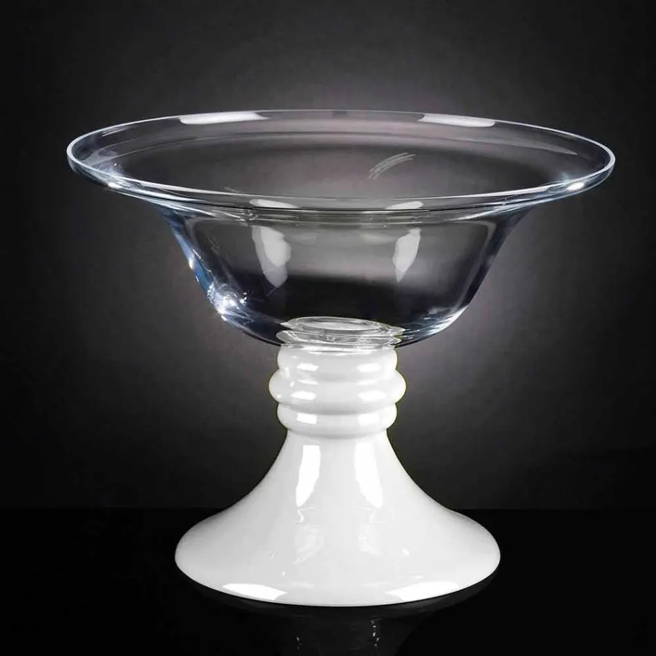 Elegant Indoor Vase in White and Transparent Glass Made in Italy - Allegra Viadurini