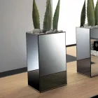 Freestanding Geometric Mirror Vase and Structure in Wood and Steel - Ghenna Viadurini