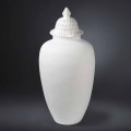 Design White Ceramic Vase with Hand Made in Italy Decoration - Verio