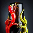 Colored Glass Vase with Geckos Handcrafted in Italy - Geco Viadurini