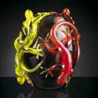 Colored Glass Vase with Geckos Handcrafted in Italy - Geco Viadurini