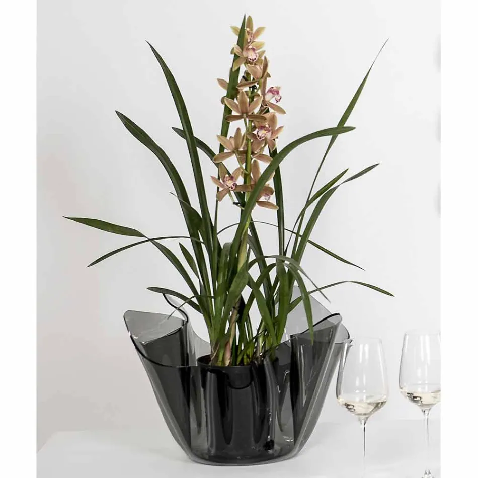 Internal / external vase draped Pina smoke, modern design Viadurini