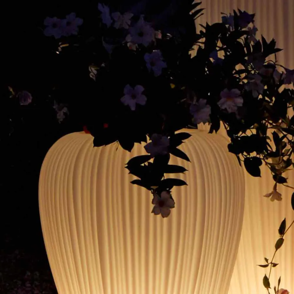 Modern Design Luminous Outdoor Vase in Polyethylene, 2 Pieces - Skin by Myyour Viadurini