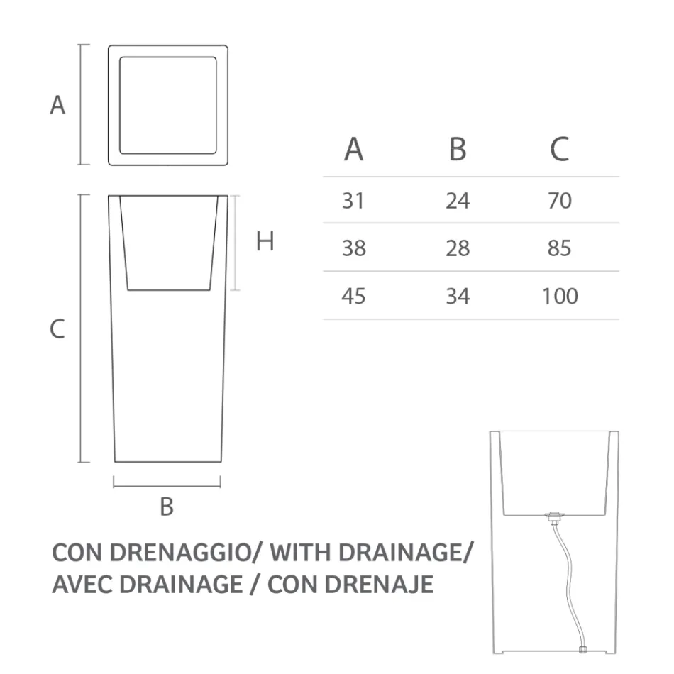 Tall Indoor Vase in White Polyethylene Made in Italy - Devid Viadurini