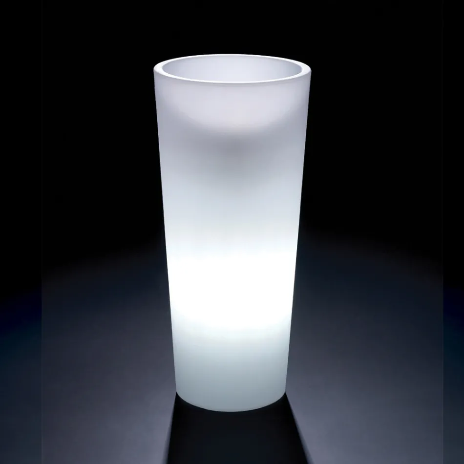 Tall Indoor Illuminated Vase in Pearl Polyethylene Made in Italy - Devid Viadurini