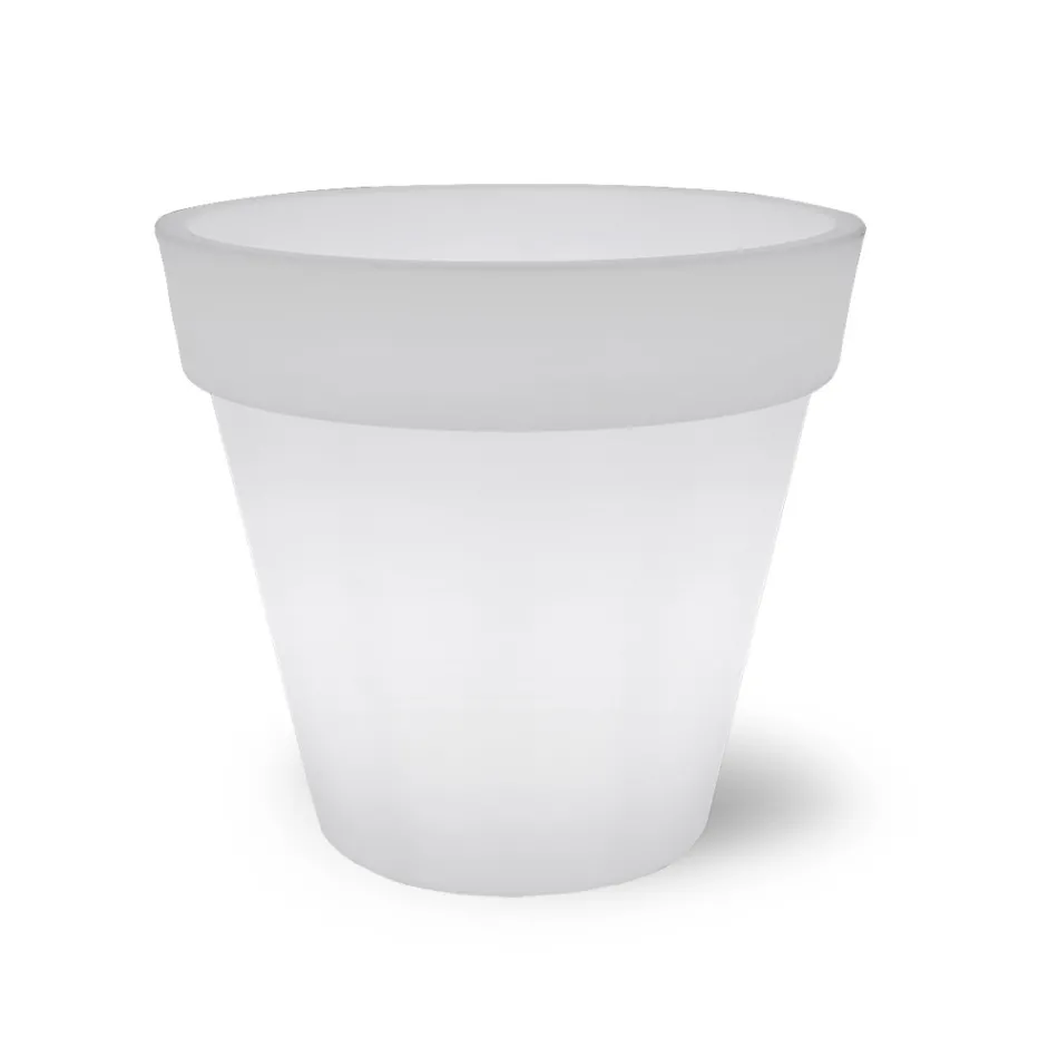 Bright Vase for Outdoor in White Polyethylene Made in Italy - Taralla Viadurini