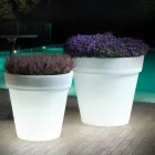 Bright Vase for Outdoor in White Polyethylene Made in Italy - Taralla Viadurini