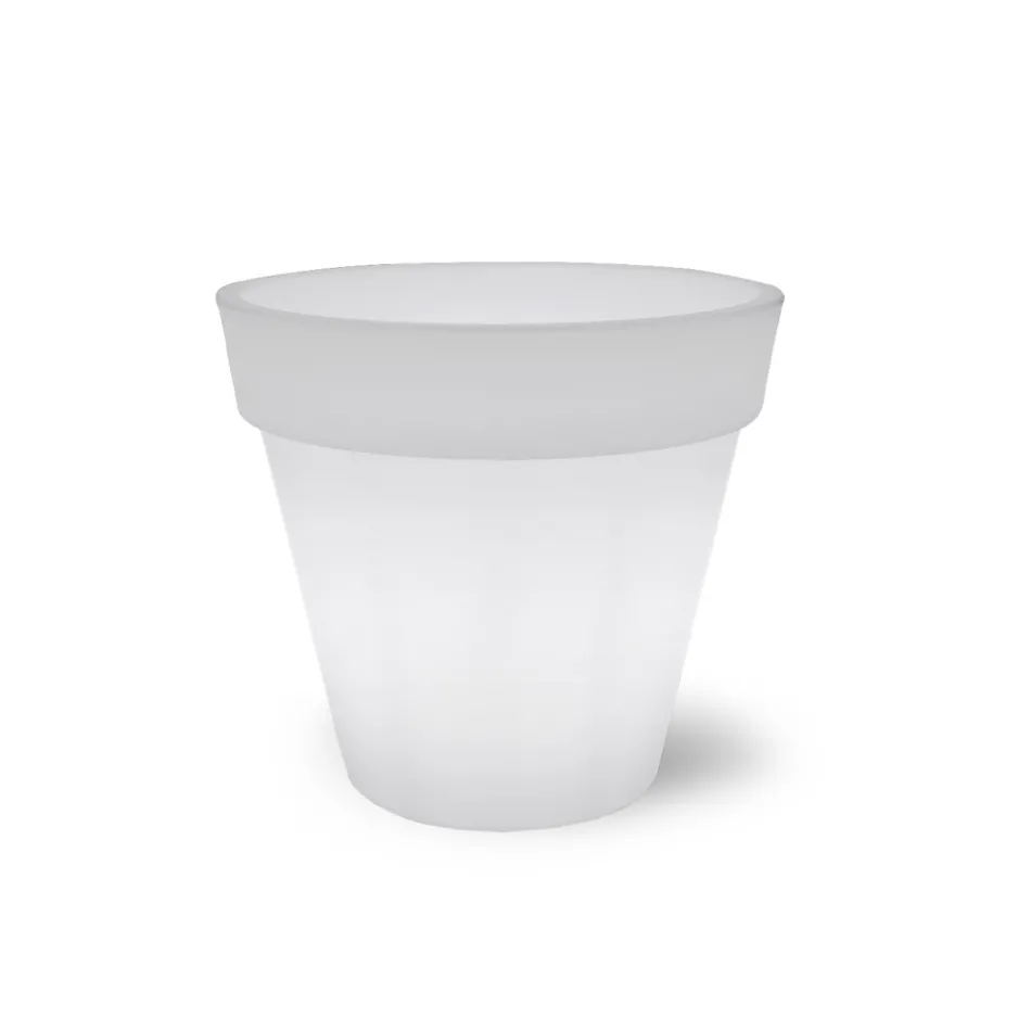 Bright Vase for Outdoor in White Polyethylene Made in Italy - Taralla Viadurini