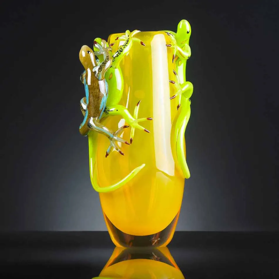 Colored Glass Ornamental Vase Handcrafted in Italy - Geco Viadurini