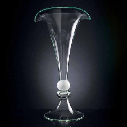 Transparent Glass Ornamental Vase with White Sphere Made in Italy - Vanissa Viadurini