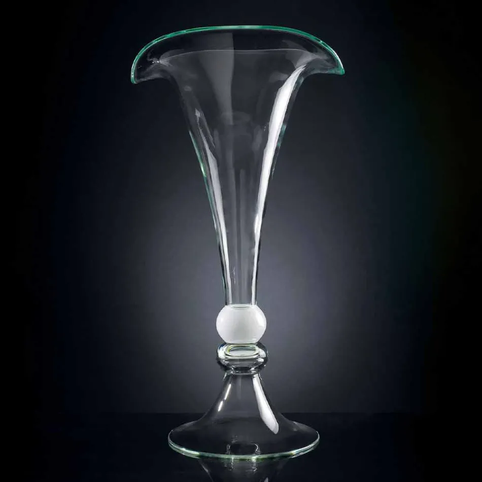 Transparent Glass Ornamental Vase with White Sphere Made in Italy - Vanissa Viadurini