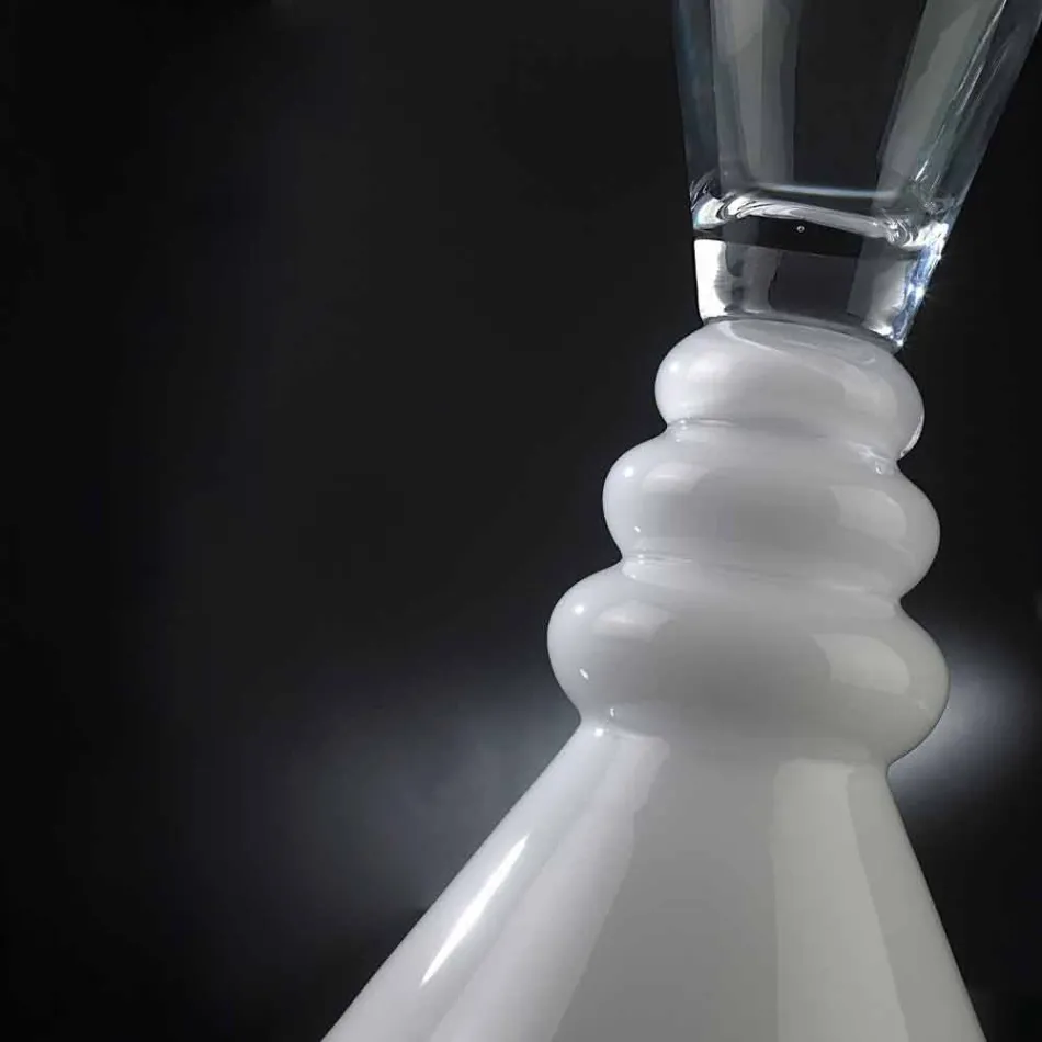 White and Transparent Glass Flower Vase Made in Italy - Aramis Viadurini